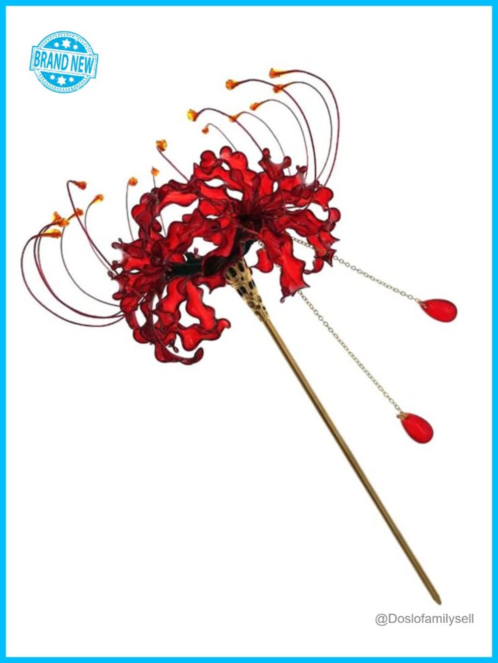 Handmade Lycoris Radiata Hairpin Kanzashi Hair Stick Kimono Cosplay - Picture 2 of 5